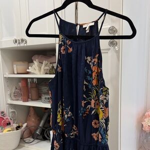 Joie Navy Floral Halter Dress